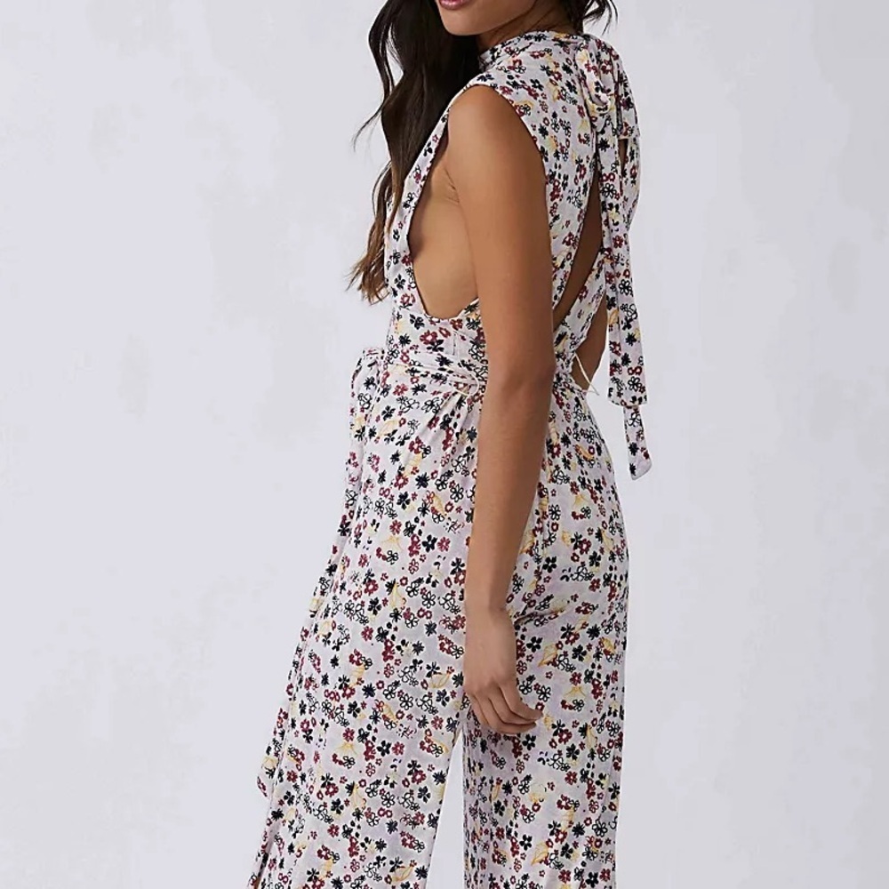 Free People jumpsuit romper Vibe Check One Piece floral medium stretch boho NEW - Picture 2 of 5